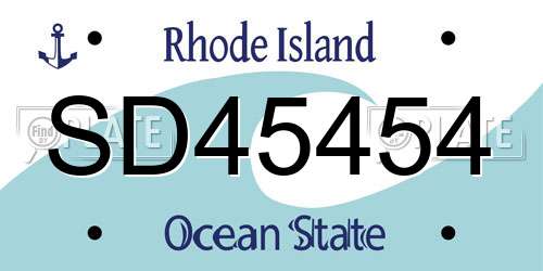 SD45454 Rhode Island License Plate