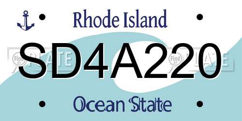 SD4A220 Rhode Island License Plate