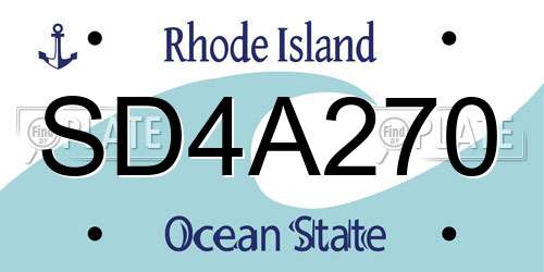 SD4A270 Rhode Island License Plate