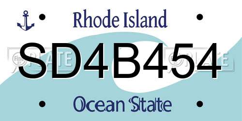 SD4B454 Rhode Island License Plate