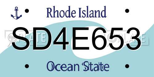 SD4E653 Rhode Island License Plate