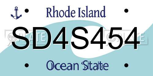 SD4S454 Rhode Island License Plate