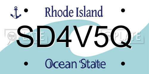 SD4V5Q Rhode Island License Plate