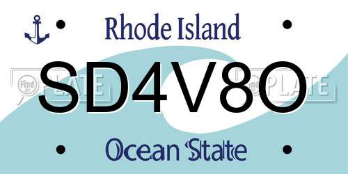 SD4V8O Rhode Island License Plate