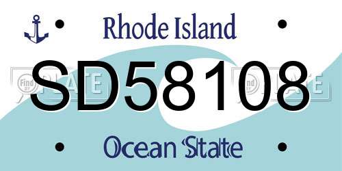 SD58108 Rhode Island License Plate
