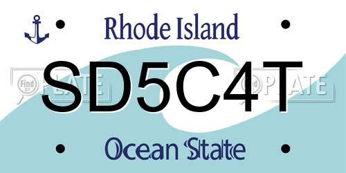 SD5C4T Rhode Island License Plate