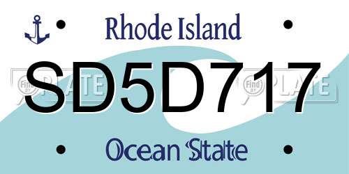 SD5D717 Rhode Island License Plate