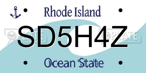 SD5H4Z Rhode Island License Plate