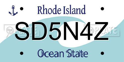 SD5N4Z Rhode Island License Plate