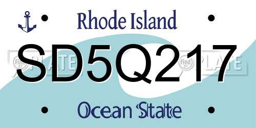 SD5Q217 Rhode Island License Plate