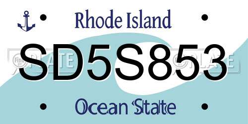 SD5S853 Rhode Island License Plate
