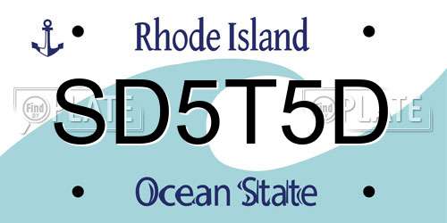 SD5T5D Rhode Island License Plate