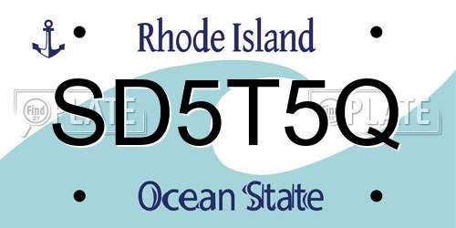 SD5T5Q Rhode Island License Plate
