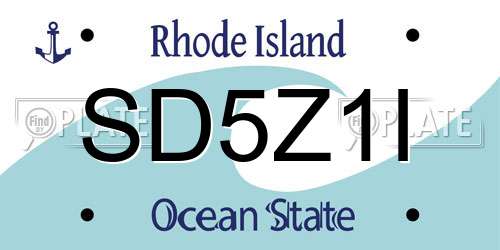 SD5Z1I Rhode Island License Plate