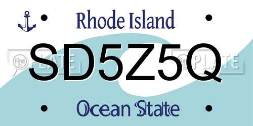 SD5Z5Q Rhode Island License Plate