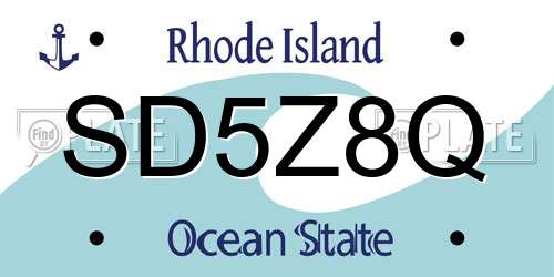 SD5Z8Q Rhode Island License Plate