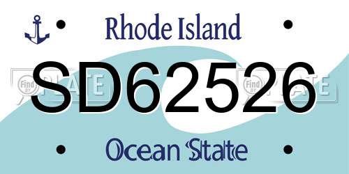 SD62526 Rhode Island License Plate