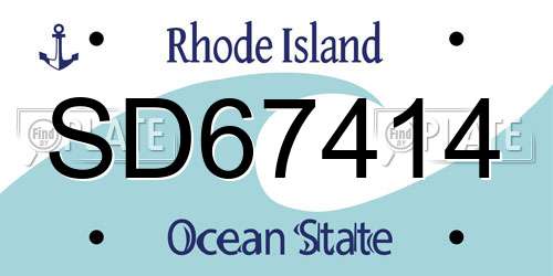 SD67414 Rhode Island License Plate
