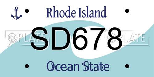 SD678 Rhode Island License Plate