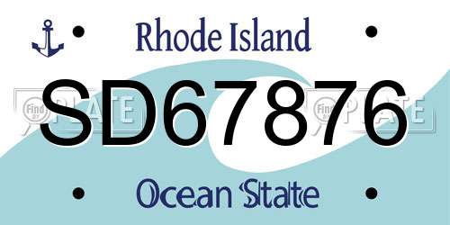 SD67876 Rhode Island License Plate