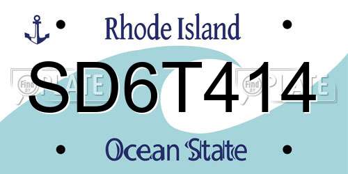 SD6T414 Rhode Island License Plate