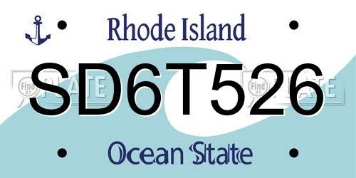 SD6T526 Rhode Island License Plate