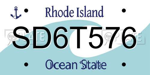 SD6T576 Rhode Island License Plate