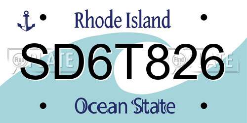 SD6T826 Rhode Island License Plate