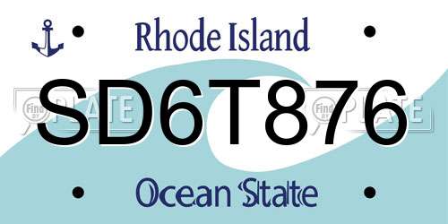SD6T876 Rhode Island License Plate