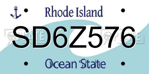 SD6Z576 Rhode Island License Plate