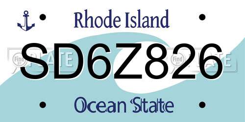 SD6Z826 Rhode Island License Plate