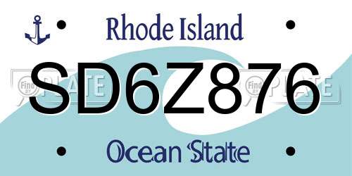 SD6Z876 Rhode Island License Plate