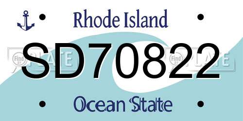 SD70822 Rhode Island License Plate
