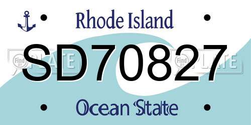 SD70827 Rhode Island License Plate