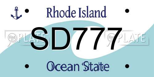 SD777 Rhode Island License Plate