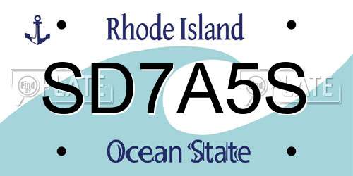 SD7A5S Rhode Island License Plate