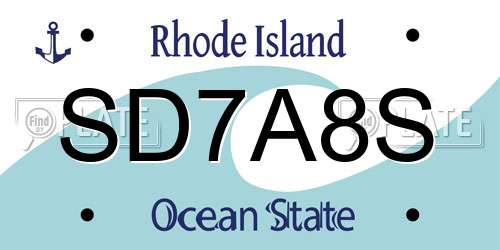 SD7A8S Rhode Island License Plate