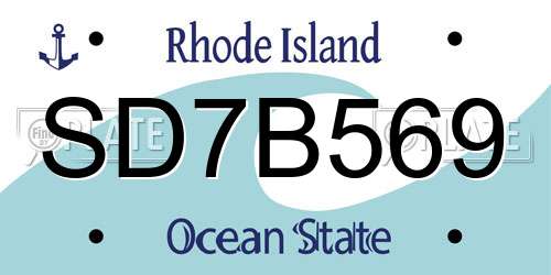 SD7B569 Rhode Island License Plate