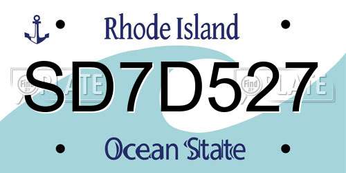 SD7D527 Rhode Island License Plate