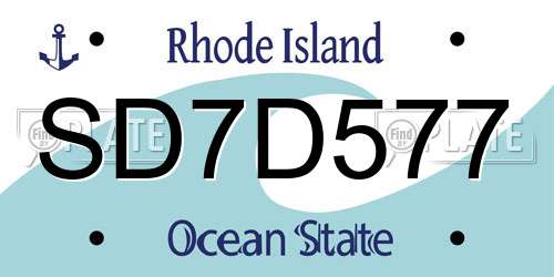 SD7D577 Rhode Island License Plate
