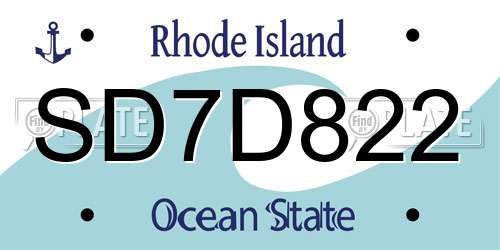 SD7D822 Rhode Island License Plate