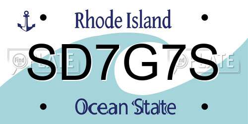 SD7G7S Rhode Island License Plate