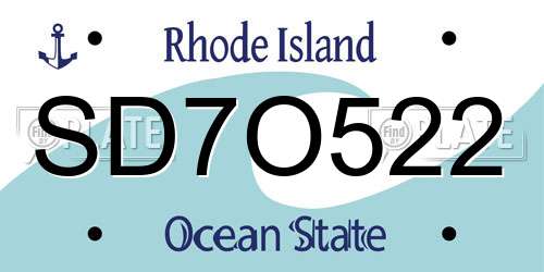 SD7O522 Rhode Island License Plate