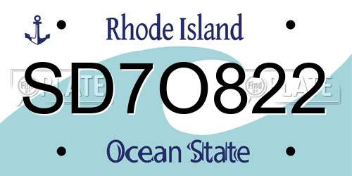 SD7O822 Rhode Island License Plate