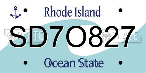 SD7O827 Rhode Island License Plate