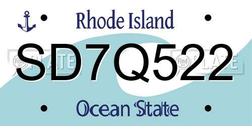 SD7Q522 Rhode Island License Plate