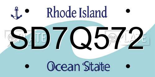 SD7Q572 Rhode Island License Plate