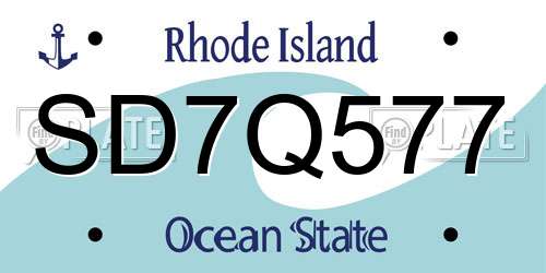 SD7Q577 Rhode Island License Plate