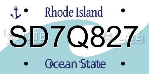 SD7Q827 Rhode Island License Plate
