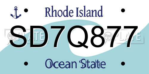 SD7Q877 Rhode Island License Plate